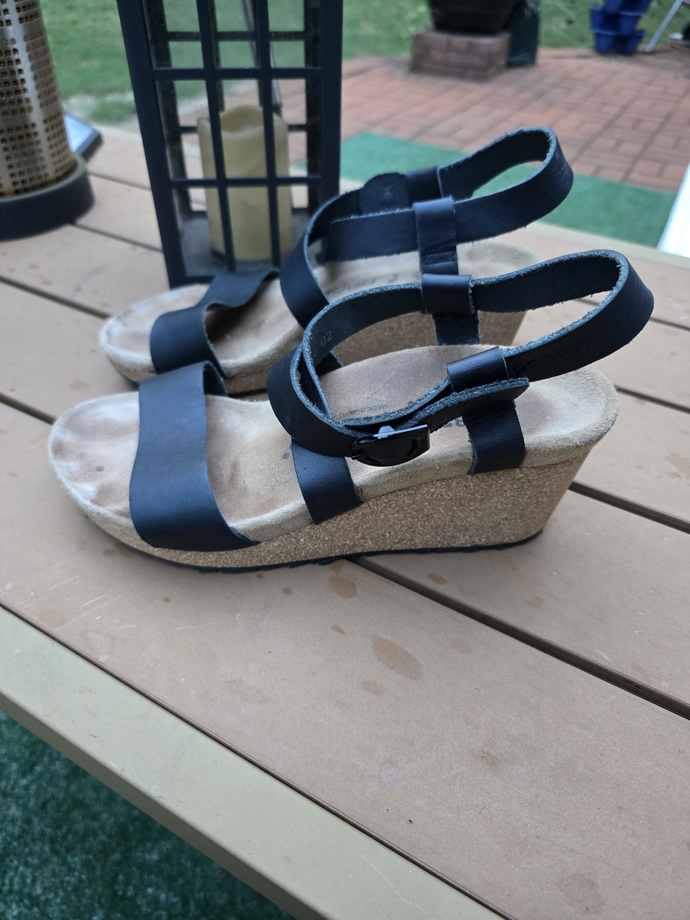 Birkenstock Papillio Sibyl Black Leather Wedge 37 US 6